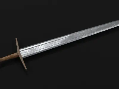 LowPoly Medieval Sword GameReady Weapon Asset Low-poly 3D model