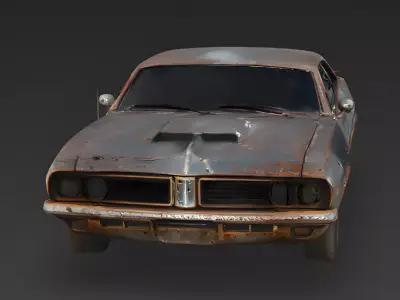 Realistic Wrecked Muscle Car 3D Model Low-poly 3D model