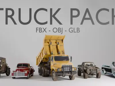 Truck Pack - 5 Semi-Realistic Trucks - FBX OBJ GLB 3D model