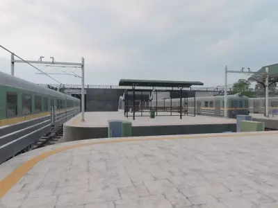 Train Station Scene 3D model