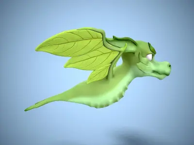 cartoon leaf dragon Low-poly 3D model