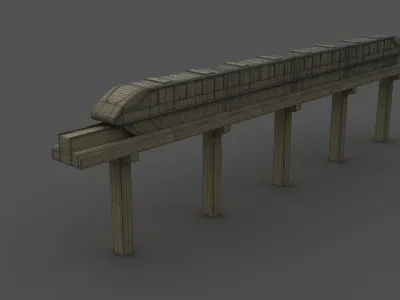 Monorail futuristic high-speed train 3D model