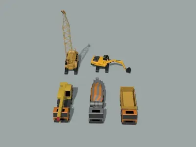 set of construction equipment 3D model