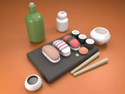 japanese Sushi Low-poly 3D model