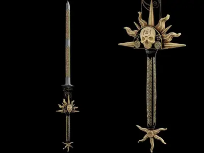 Free Game ready Sword PBR Low poly Free low-poly 3D model