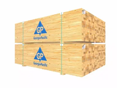 Gerogia Pacific Stack of Wooden Beams PBR Low-poly 3D model