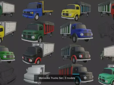 Mercedes Trucks Set 3D Model Pack