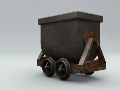 Mine Cart Trailer Low-poly 3D model
