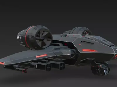 Futuristic Black Sci Fi Drone Low-poly 3D model