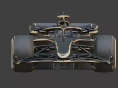 Matte Black and  Gold Open-Wheel Race Car 3D Model V02 Low-poly 3D model