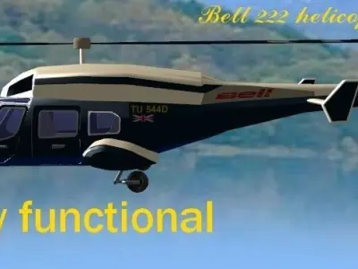 Bell 222 helicopter 1 3D model