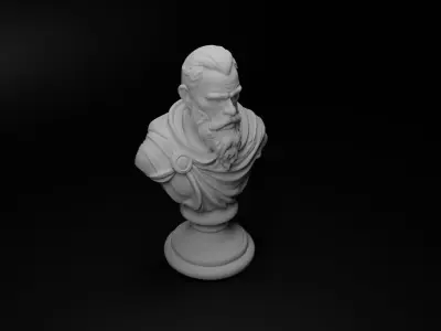 Fantasy Mage Warrior Bust Chess 3D print model get