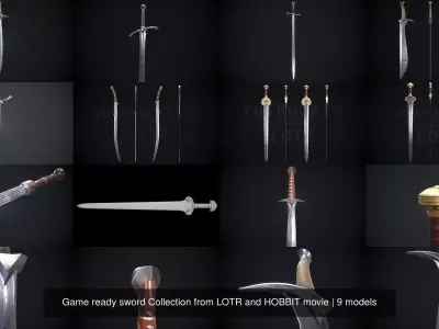 Game ready sword Collection from LOTR and HOBBIT movie 3D Model Pack