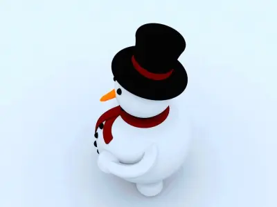 Snowman-2 snowman wearing top hat and scarf 3D model