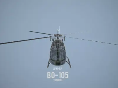 Lowpoly MBB BO-105 Low-poly 3D model