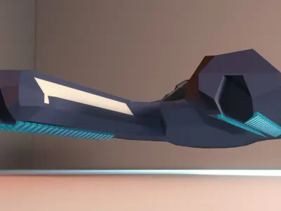 Low-poly spaceship with two blades Low-poly 3D model