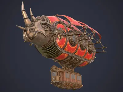Airship Steampunk Rhinoceros 3D model