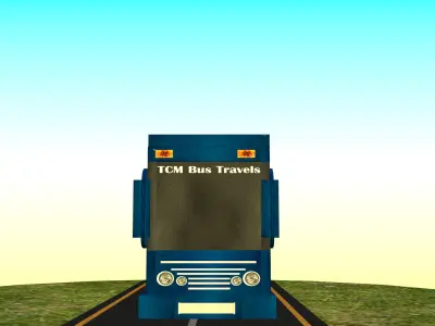 Indian Bus Model Type 1 Low-poly 3D model