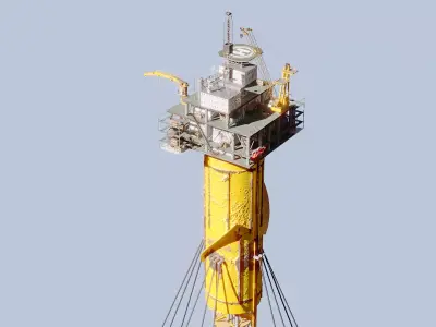 Aged SPAR Leg Oil Rig Low-poly 3D model