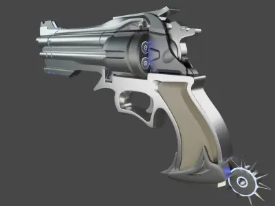 Revolver gun with lights 3D model