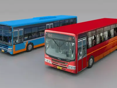 AMTS and BRTS Buses Low-poly 3D model