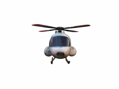 Square Crop Of Helicopter Flying In Sky 3d Render 3D model