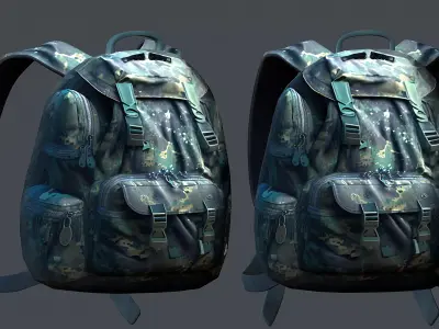 Backpack military combat Black baggage Low-poly Low-poly 3D model get