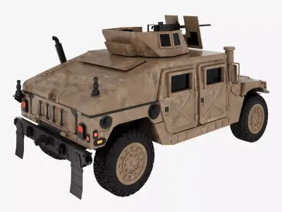 Army Hummer 3D Model Low-poly 3D model