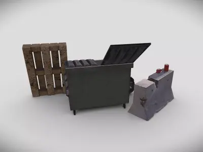 Industrial Low-Poly Asset Pack PS1 Style Low-poly 3D model