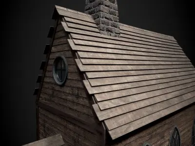 Church wooden Low-poly 3D model
