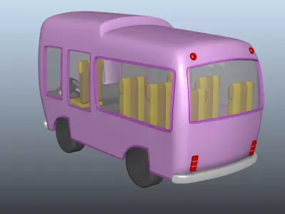 Cartoony Bus Model Low-poly 3D model