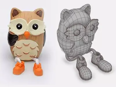 Owl Toy I PBR I Subdiv - Ready 3D model