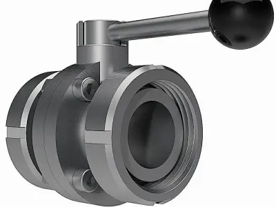 Manual Butterfly Valves - DIN11851 Female Ends -  3D model