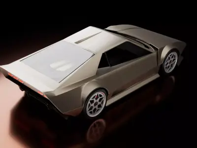 Cyber styled 70s concept supercar Low-poly 3D model