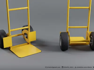 Hand Truck Cart - Lowpoly - 4k Textures Low-poly 3D model