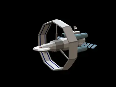 Spaceship orbital Low-poly 3D model