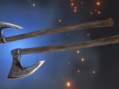 Medieval Viking battle axe Low-poly 3D model