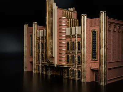 ART DECO STEAMPUNK BUILDING 05 Low-poly 3D model