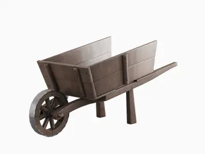 Medieval Wooden Cart 01 Low-poly 3D model