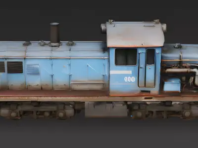 Realistic 1990s Rail Shunter Locomotive 3D Model Low-poly 3D model