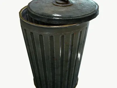 Trash Can for games Low-poly 3D model