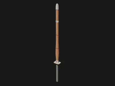 kendo wooden spear Low-poly 3D model