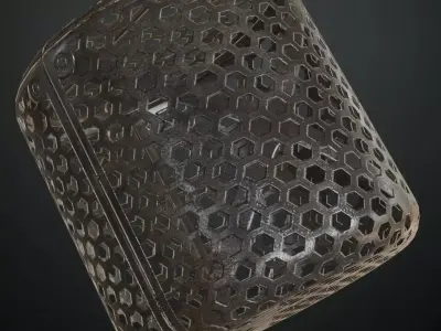 Industrial Weathered Hexagonal Metal Grill PBR Seamless Texture