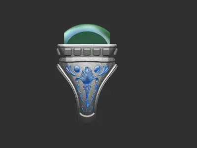 Square curved stone Ring Free 3D model