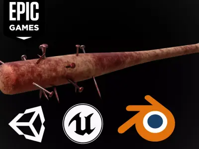 baseball bat nailed  Low-poly 3D model