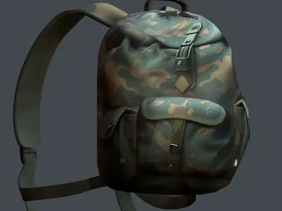 Backpack Camping Generic military human bag storqge baggage Low-poly 3D model 8