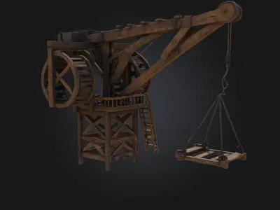 Medieval Treadwheel Crane  Engineering Marvel of the Middle Ages 3D model