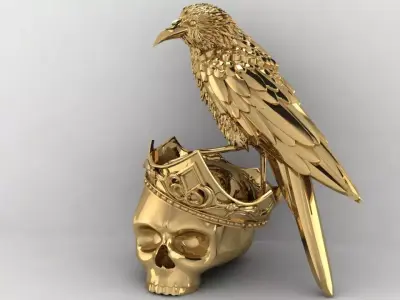 skull  crown bird 3D print model