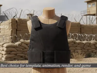 Realistic Police Bulletproof Vest - Black Low-poly 3D model