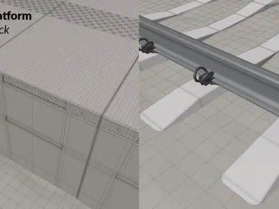 Railway platform - Modular pack 3D model